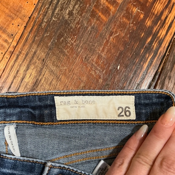 rag & bone Cate Mid-Rise Skinny Jeans Women’s Size 26 Valley Line Blue Denim - Picture 5 of 7
